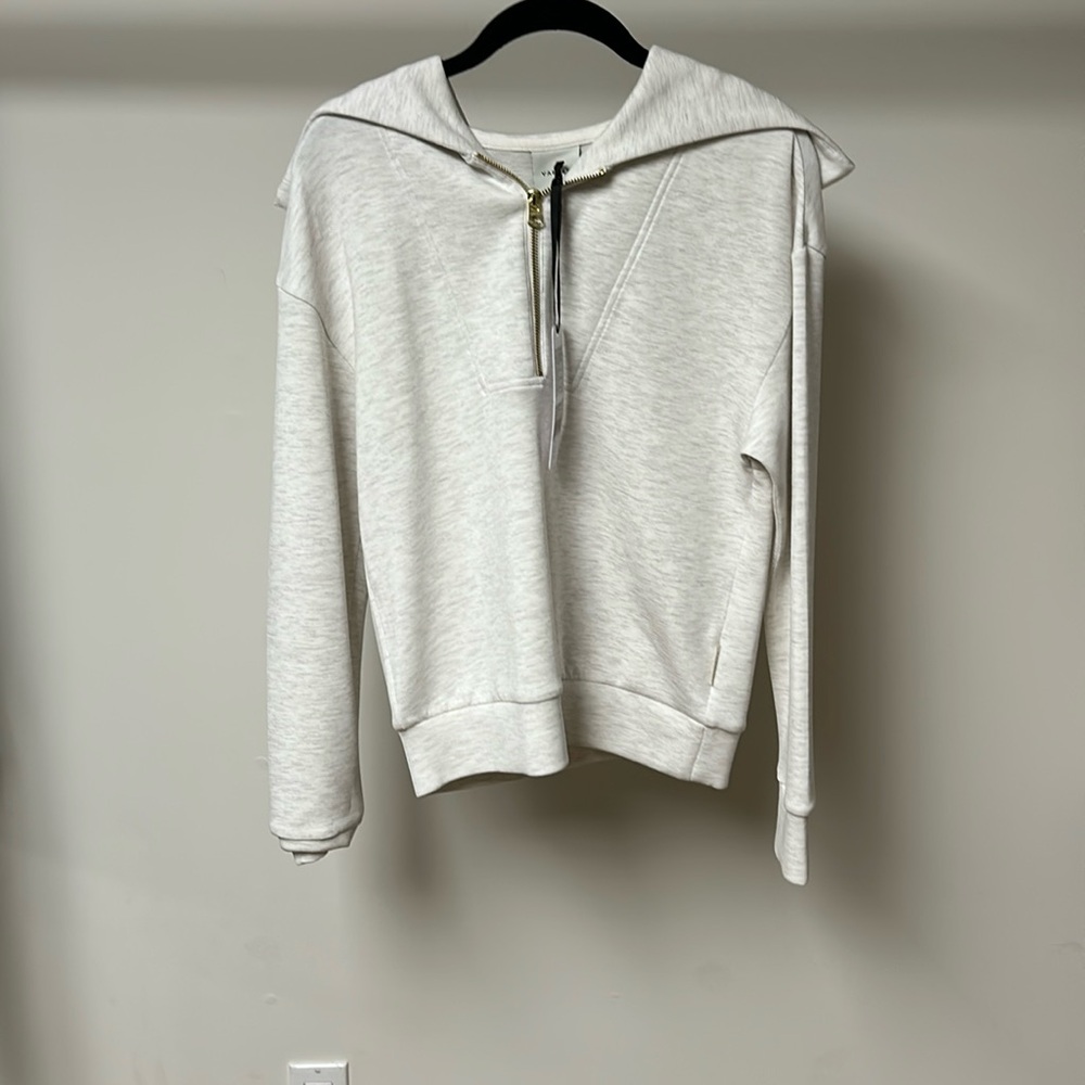 Varley Yates half zip sweat ivory marl